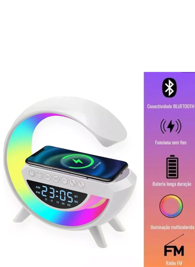 Radio Relógio com LED RGB, Bluetooth e Carregamento Wireless