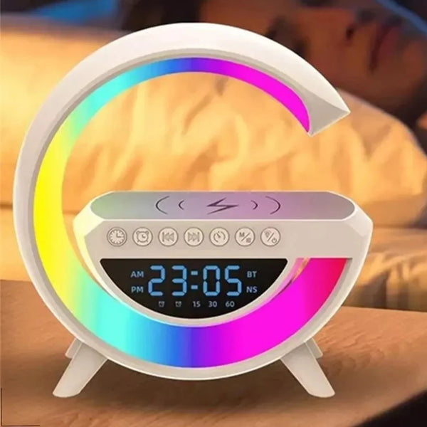 Radio Relógio com LED RGB, Bluetooth e Carregamento Wireless