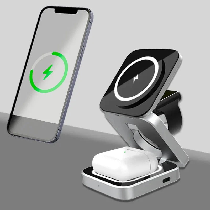 Carregador Sem Fio Dobrável 3 em 1 Wireless Charger