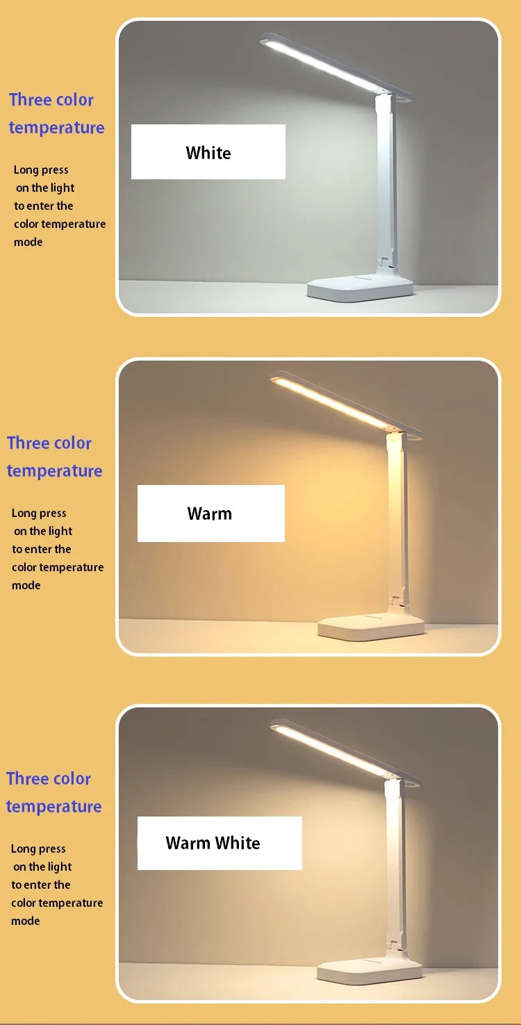 Luminária de Mesa LED com Ajuste de Ângulo e Brilho