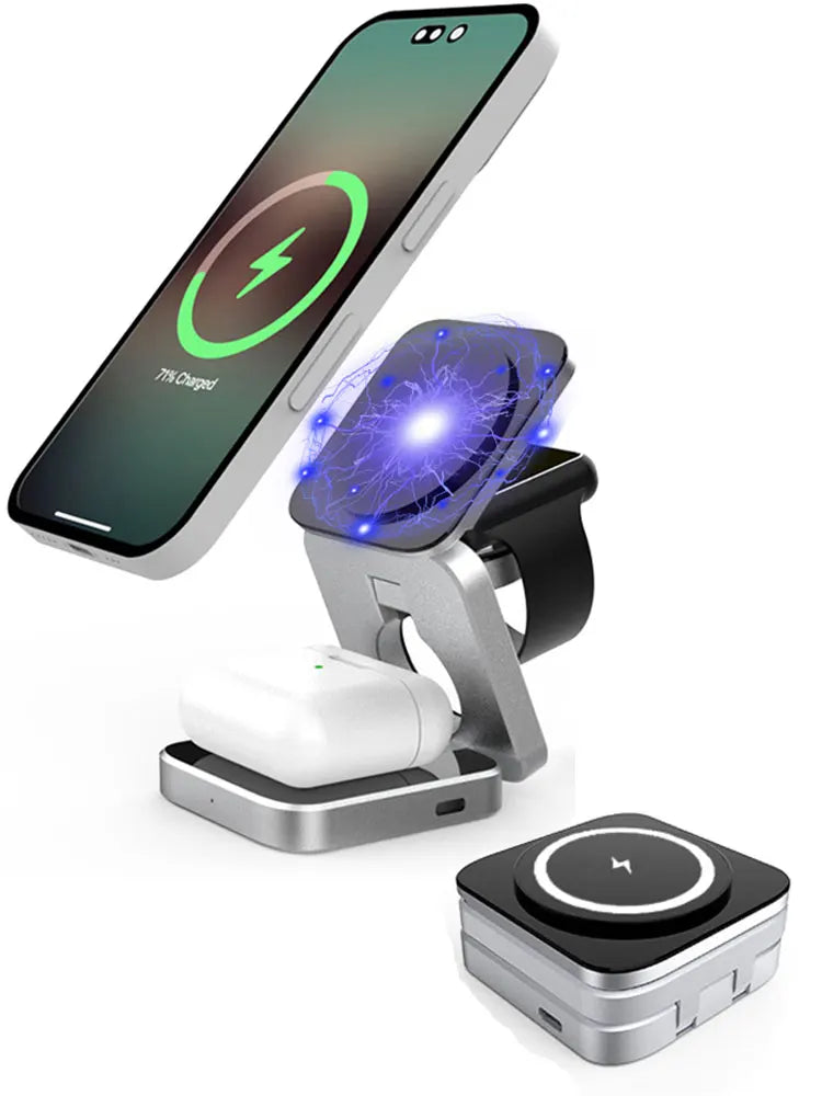 Carregador Sem Fio Dobrável 3 em 1 Wireless Charger