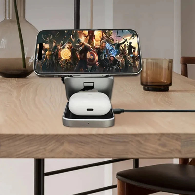 Carregador Sem Fio Dobrável 3 em 1 Wireless Charger