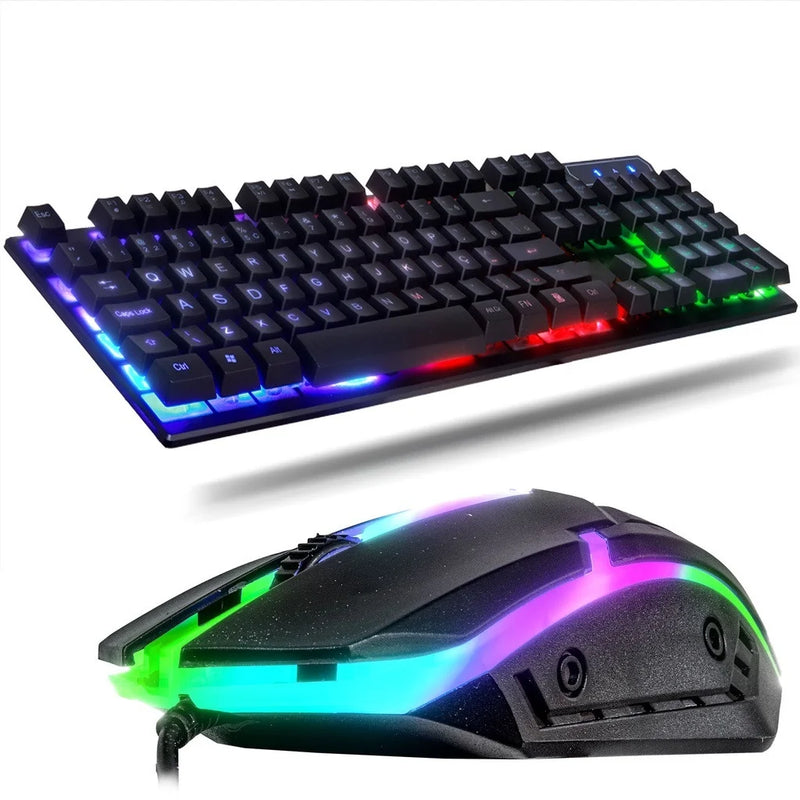 Kit Gamer Teclado Semi-Mecânico + Mouse 3200 DPI RGB