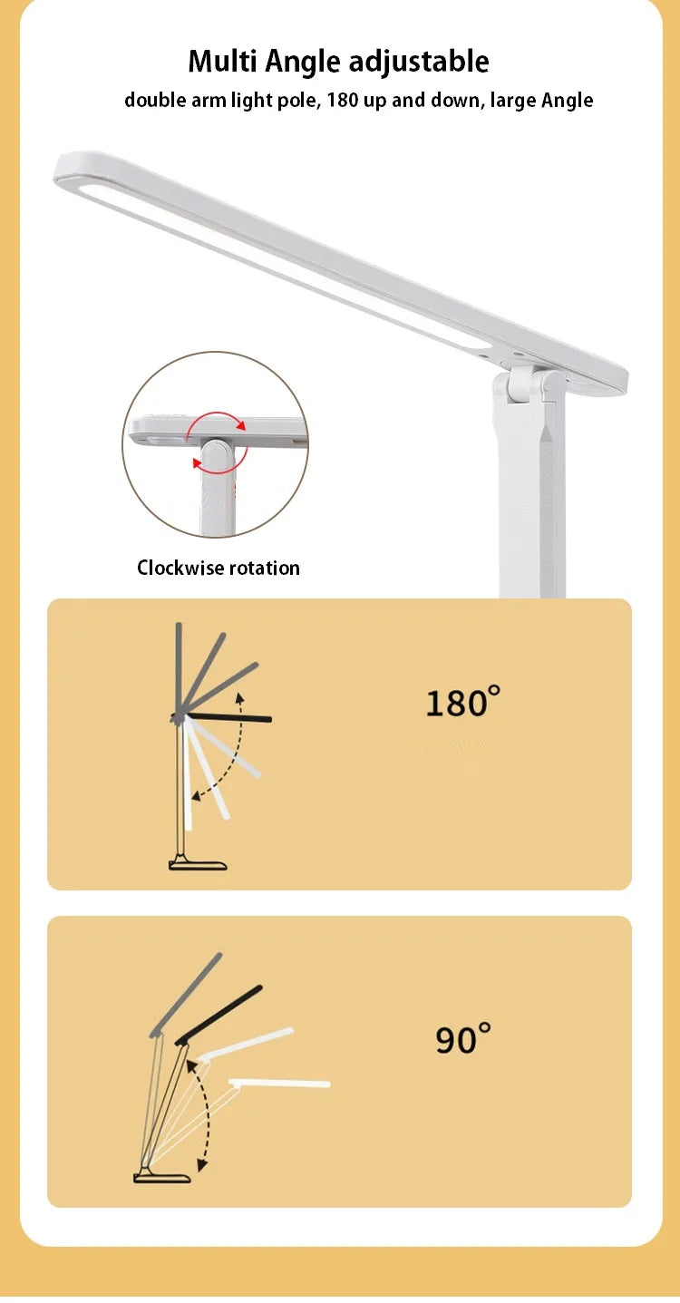 Luminária de Mesa LED com Ajuste de Ângulo e Brilho