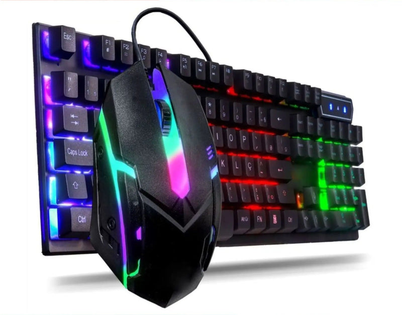 Kit Gamer Teclado Semi-Mecânico + Mouse 3200 DPI RGB