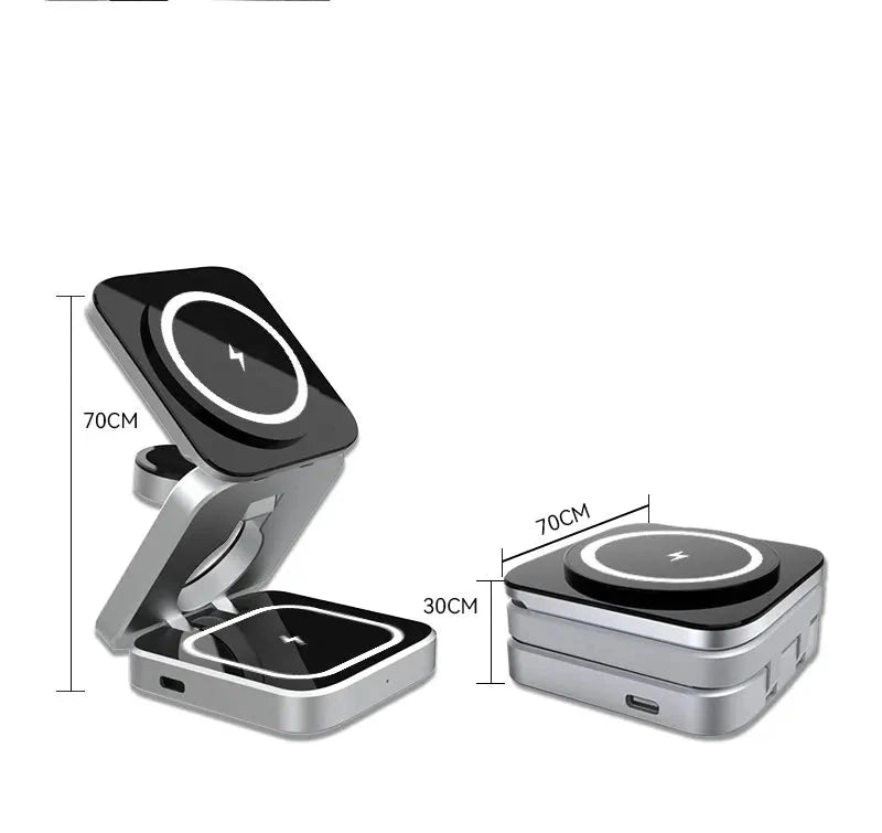 Carregador Sem Fio Dobrável 3 em 1 Wireless Charger