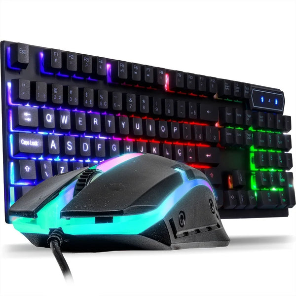 Kit Gamer Teclado Semi-Mecânico + Mouse 3200 DPI RGB