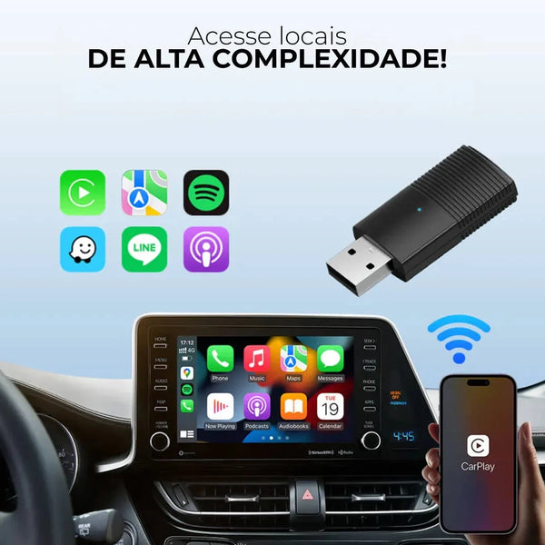 Adaptador Sem fio CarPlay/Android Auto para Multimídia